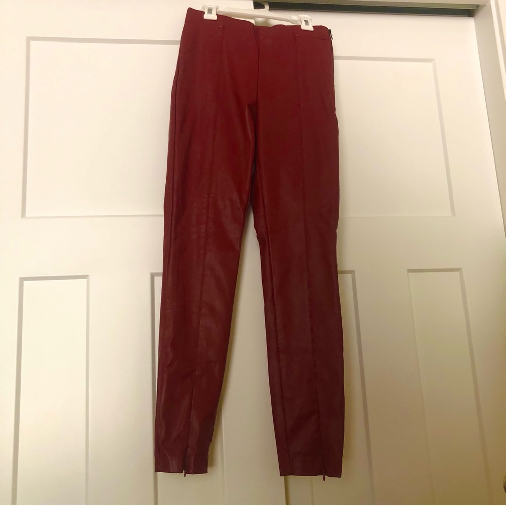 ZARA Red Faux Leather Pants